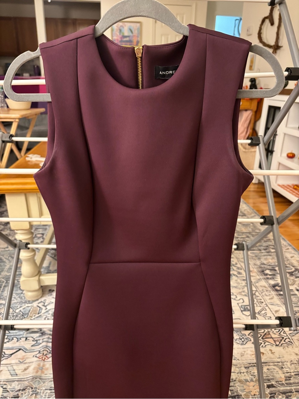 Andrew Marc Sleeveless Sheath Dress in Plum